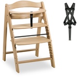 hauck Kinder Hochstuhl Arketa - Mitwachsender Holz Babystuhl (FSC® zertifiziert), Kinderhochstuhl ab 6 Monate, verstellbar, mit Schutzbügel, Schrittgurt und 5-Punkt-Gurt (Oak)