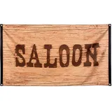 Boland 54352 - Fahne Wild West, 1 Stück, Größe 90 x 150 cm, Hängedeko, Dekoration für Mottoparty und Karneval, Banner Wilder Westen, Braun