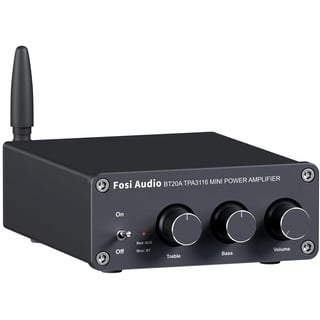 Fosi Audio BT20A Bluetooth Verstärker, 200W Mini Hifi Verstärker mit TPA3116 Amp Chip, Bass und Treble Regler, Stereo Verstärker Class D 2.0 Kanal