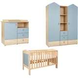 Arthur Berndt Babyzimmer-Komplettset ARTHUR BERNDT "Babyzimmer-Set »Roofy« 3-teilig mit 2-türigem Kleiderschrank", nagano, oak, nachbildung, salbei, ohne Matratze, B/H: 70cm x 140cm, Schlafzimmermöbel-Sets