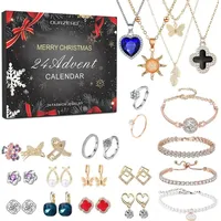 LuxusKollektion Adventskalender 2024 Frauen Schmuck Weihnachten Charms 24 Überraschungen Halskette Ring