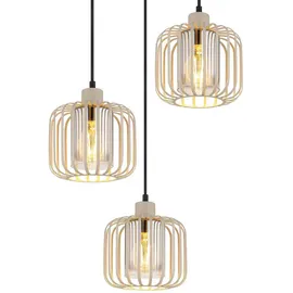 GLOBO Hängeleuchte 3-flg. Ø 44 cm rund Beige/Glas/Metall