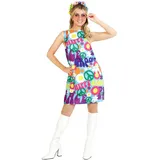 Fun Shack Hippie Kostüm Damen, Flower Power Kleid, 70er Jahre, Perfekt für Karneval und Festivals, L - L