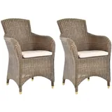 Set/2 Esszimmersessel Rattan mit breiten Armlehnen Rattanstuhl Korbstuhl (Oliv)