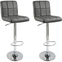 Woltu 2 x Barhocker, drehbar und höhenverstellbar Tresenhocker, Kunstleder, Grau, - Grau