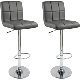 Woltu 2 x Barhocker, drehbar und höhenverstellbar Tresenhocker, Kunstleder, Grau, - Grau