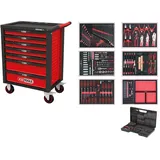 KS Tools RACINGline SCHWARZ/ROT Werkstattwagen mit 7 Schubladen und 598 Premium-Werkzeugen