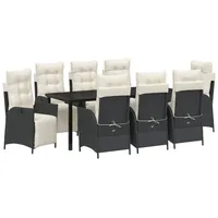 VidaXL 9-teiliges Garten-Dining-Set Schwarz Poly-Rattan