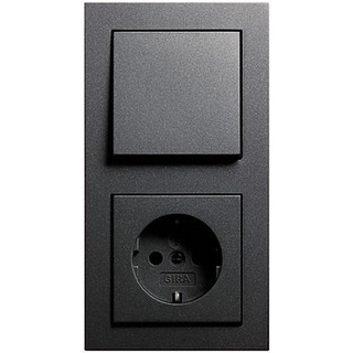 GIRA E2 Anthrazit - Steckdose, Wechselschalter, Rahmen 2fach, Wippe