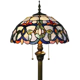 Tokira Tiffany Stehlampe Wohnzimmer, 16 Zoll Mehrfarbiges Glas Lampenschirm, E27 Blau Vintage Leselampe Stehlampe Kinderzimmer [Ohne Glühbirnen]
