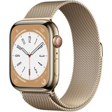 Apple Watch Series 8 GPS + Cellular 45 mm Edelstahlgehäuse gold, Milanaisearmband gold