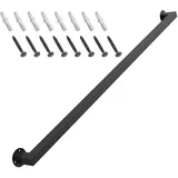 ONLT Handlauf,schwarz Vintage Schmiedeeisen Treppengeländer for den Innen Außen, Wandhandlauf Wohnung Draußen Handläufe Treppen Handlauf Geländer Bausatz Balkon Brüstung Stange,120cm