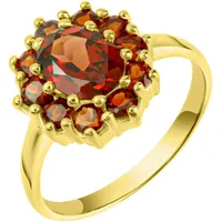 Firetti Silberring »Schmuck Geschenk Silber 925 Fingerring Damenring Entourage Blume«, mit Granat Firetti gelbgoldfarben-dunkelrot + dunkelrot