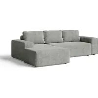 Ecksofa - Mit Schlaffunktion und Bettkasten - L Form - Grau - 264x76x155 cm - Links - Cord-Oberfläche - Wohnzimmersofa - AVANTI - Grau