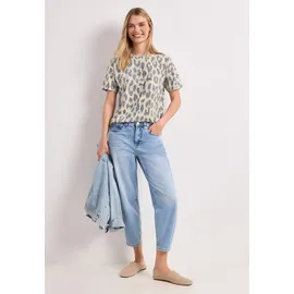STREET ONE Sommershirt Ausbrenner-Look Leo-Print Beige 36