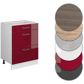 Vicco Schubladenschrank R-Line 60 x 81,6 x 60 cm Rot Hochglanz