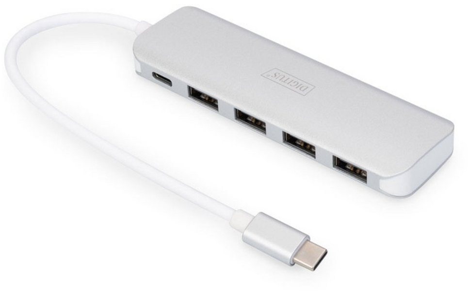 Digitus USB-Verteiler Digitus DA-70242-1 4+1 Port USB 3.2 Gen 1-Hub (USB 3.0) mit Schnelllad silberfarben
