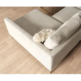 DeLife Ecksofa Marla 285x140 cm Cord Creme-Weiß Recamiere rechts