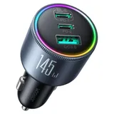 Joyroom JR-CCN07 145W KFZ-Ladegerät 2xUSB-C USB-A mit 100W USB-C Kabel grau/schwarz