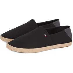 Slipper TOMMY HILFIGER "HILFIGER ESPADRILLE CORE TEXTILE", Herren, Gr. 40, schwarz, Baumwolle, sportlich, Schuhe, Schlupfschuh, Espadrilles, Sommerschuh, Kontrastbesatz an der Ferse