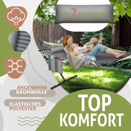 Kesser KESSER® Hängematte HILL mit Gestell Kissen Doppelhängematte für 2 Personen-Stabiler Rahmen 200kg Belastbarkeit Indoor & Outdoor XXL Hängesess... - Grau