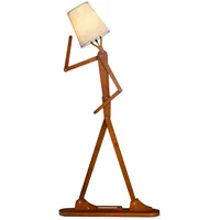 Costway Geile Poseable Art Figure Stehlampe aus Holz, Lustige