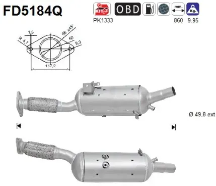 AS Ruß-/Partikelfilter, Abgasanlage fd5184q für Opel RENAULT