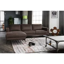 KAWOLA Sofa BLOOM Recamiere links Leder dunkelbraun