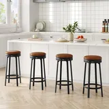 GarveeHome 360° Drehbare Barhocker Aus PU-Leder, 78 cm Hohe Hocker Mit Metallgestell Und Fußstütze, Esshocker Mit 125kg Tragkraft, Für Esszimmer Und Wohnzimmer, 41,9 x 41,9 x 78 cm