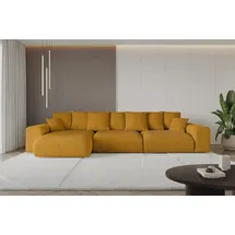 altdecor Ecksofa Cord mit Schlaffunktion 2-Sitzer Senfgelb