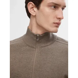 Selected Strickjacke "SLHBERG FULL ZIP CARDIGAN NOOS", Herren, Gr. XXL, beige, Strick, Obermaterial: 100% Baumwolle, normal, hoch geschlossener Ausschnitt, Rippbündchen, Strickjacken Strickjacke
