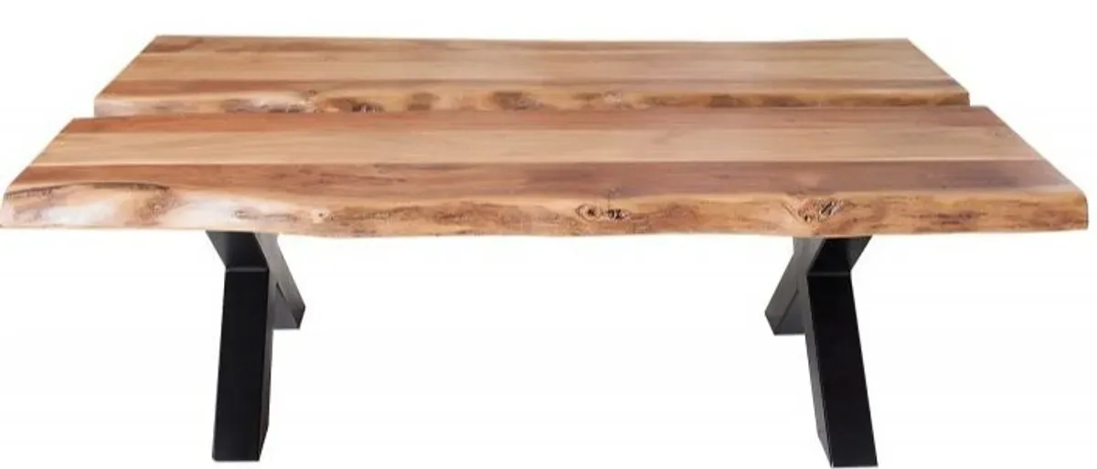Casa Padrino Designer Massivholz Couchtisch Natur 120 x H. 40 cm -  Salon Wohnzimmer Tisch