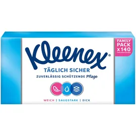 Kleenex Täglich Sicher Taschentücher-Box, 3-lagig, Für den täglichen Gebrauch, 1 Packung à 140 Stück