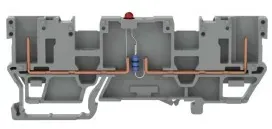 Wago 769-209/281-413 2-Pin-Bauelement-Basisklemme, mit 2-fach-Querbrückung, LED rot, grau 769209281413 - 50 Stück