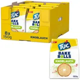 TUC Bake Rolls Knoblauch – Knusprige doppelt gebackene Brotchips – 8 x 150g