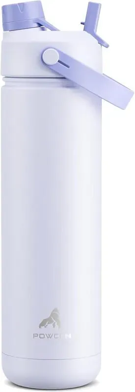 POWCAN by Meoky Sport-Trinkflasche mit zwei Öffnungen 26 Unzen (ca. 770 ml) mit Tragegriff – Grau Lila, Neujahrsangebot, Top-Geschenkempfehlungen