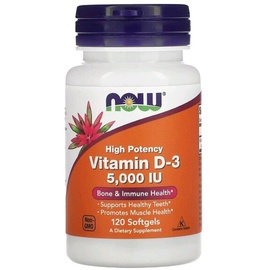 NOW Foods Vitamin D3 5000 IU 120 Weichkapseln