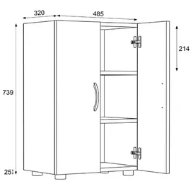 VCM Ulas 49 x 74 x 30 cm grau / grau
