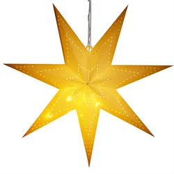 Casaria LED Weihnachtsstern Creme 7 Spitzen Beleuchtet 60 cm Papierstern Weihnachten Weihnachtsdeko Leuchtstern Dekostern Adventsstern