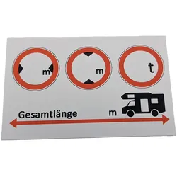 Aufkleber Kennzeichnung Fahrzeug Höhe Breite Länge Gewicht zum selbst beschriften Wohnmobil
