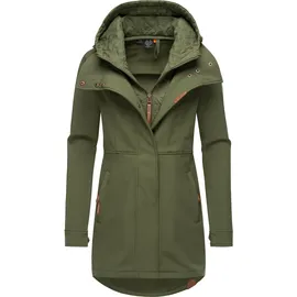 Ragwear Damen, Softshellmantel lange Übergangsjacke Outdoormantel mit Kapuze Ybela Olive24 Gr. L - L