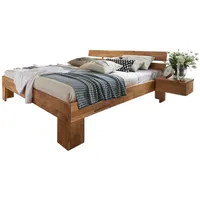 Cinall ApS Doppelbett 'Meran' 180x200cm Wildeiche geölt massiv Holz