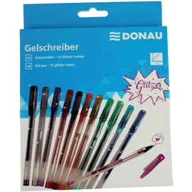 Donau Elektronik DONAU Glitzer Gelschreiber transparent 1,0 mm, Schreibfarbe: farbsortiert, 12 St.