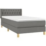 vidaXL Boxspringbett mit Matratze Dunkelgrau 90x200 cm Stoff