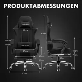 GTPLAYER Gaming Stuhl Stoff Schwarz