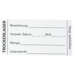 HYGOSTAR Trockenlager Etikett, Kennzeichnug der Lebensmittel, die unmittelbar der Verarbeitung zuführen müssen, 1 Rolle = 500 Stück