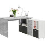 FMD Eckschreibtisch »Lex, Schreibtisch / Sideboard,«, drehbar, Breite 136 / 205 cm, Made in Germany grau