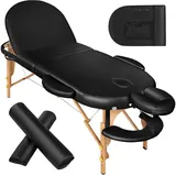 Tectake tectake® Massageliege oval mit 5 cm Polsterung, Rollen und Holzgestell