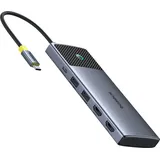 Baseus HUB Metal Gleam Series II 7in1 USB-C - USB-C PD100W / 2x USB-A / 2x HDMI 4K / USB-A 3.0 / USB USB-C 3.0, optimiert für alle Geräteanforderungen Grau