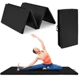 COSTWAY 240 x 120 x 5 cm Weichbodenmatte, Gymnastikmatte klappbar, Yogamatte mit Klettverschluss und 2 Tragegriffe, Turnmatte, Klappmatte, Fitnessmatte für Gymnastik, Yoga, Training Zuhause (Schwarz)